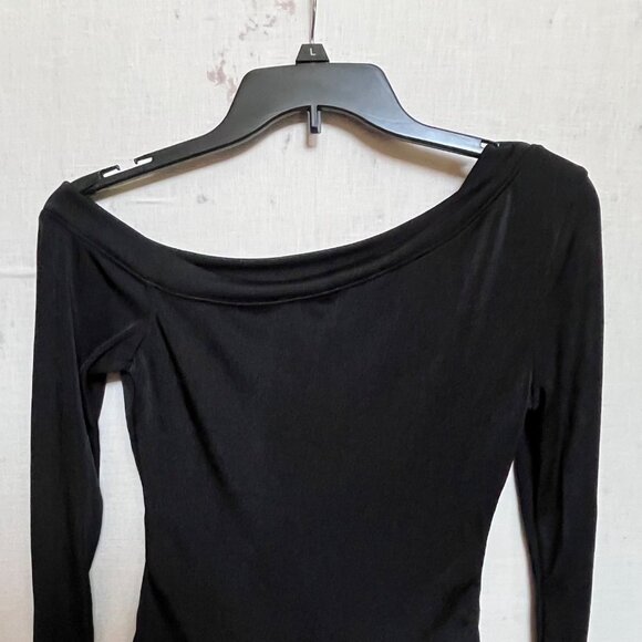 Free People Black Long‎ Sleeve Off-Shoulder Bodysuit Thong Intimately Size L - Picture 4 of 6